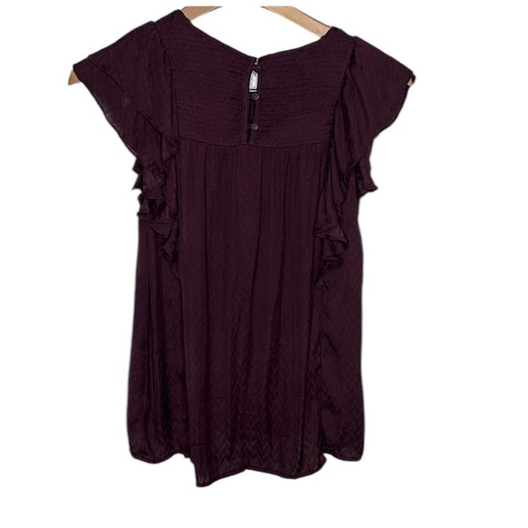 Anthropologie Meadow Rue Dark Purple Flutter Sleeve Blouse Women Size 8 - Picture 5 of 5